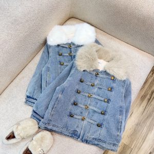 کاپشن خز و جین کد 8020